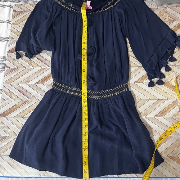 Lilly Pulitzer Navy Blue Joelle Off Shoulder Mini‎ Short Dress Coastal Summer - Picture 8 of 15